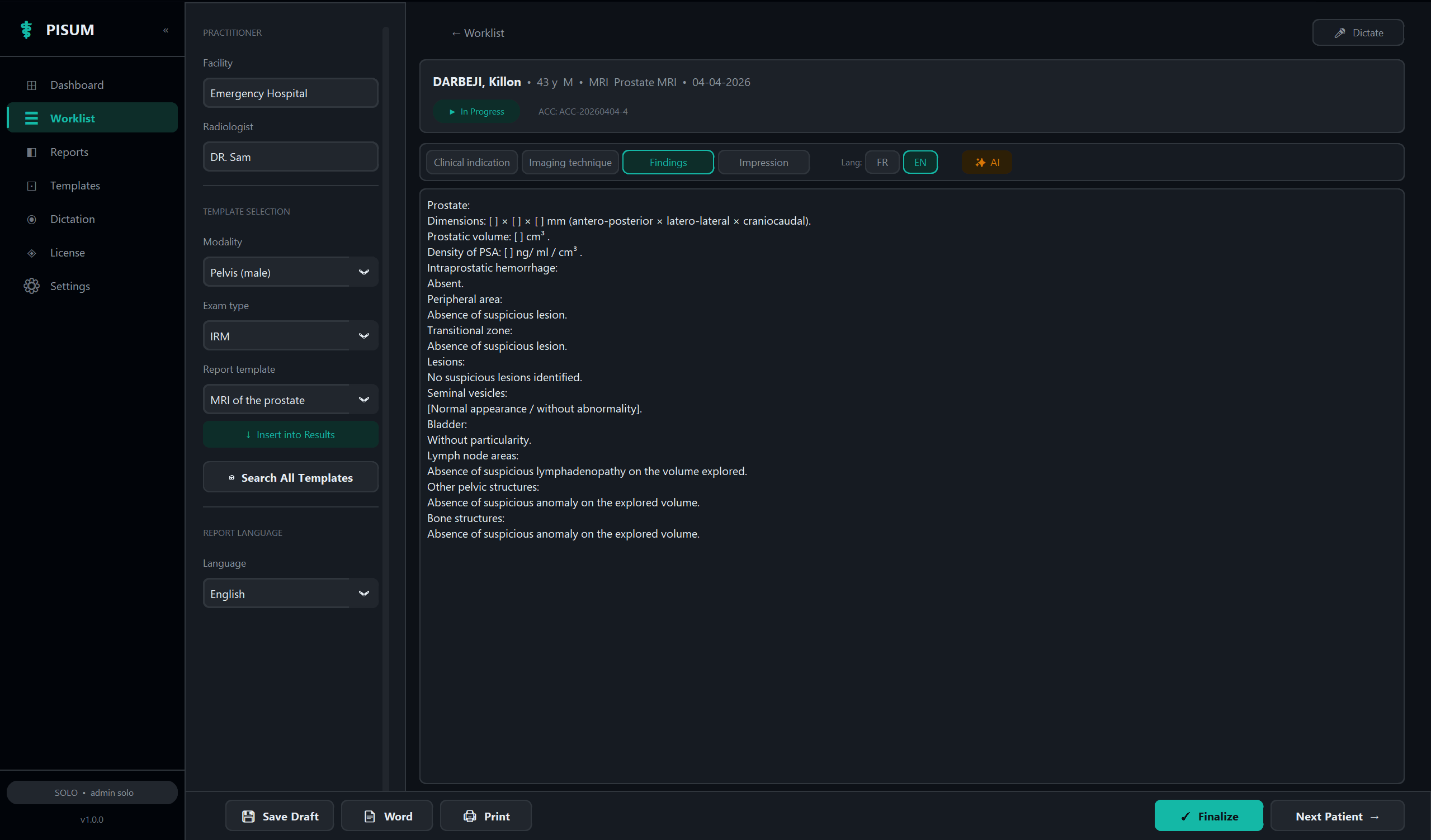 PISUM Patient's File